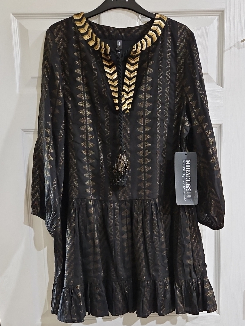 MiracleSuit Black & Gold Embellished Women's Beach Dress